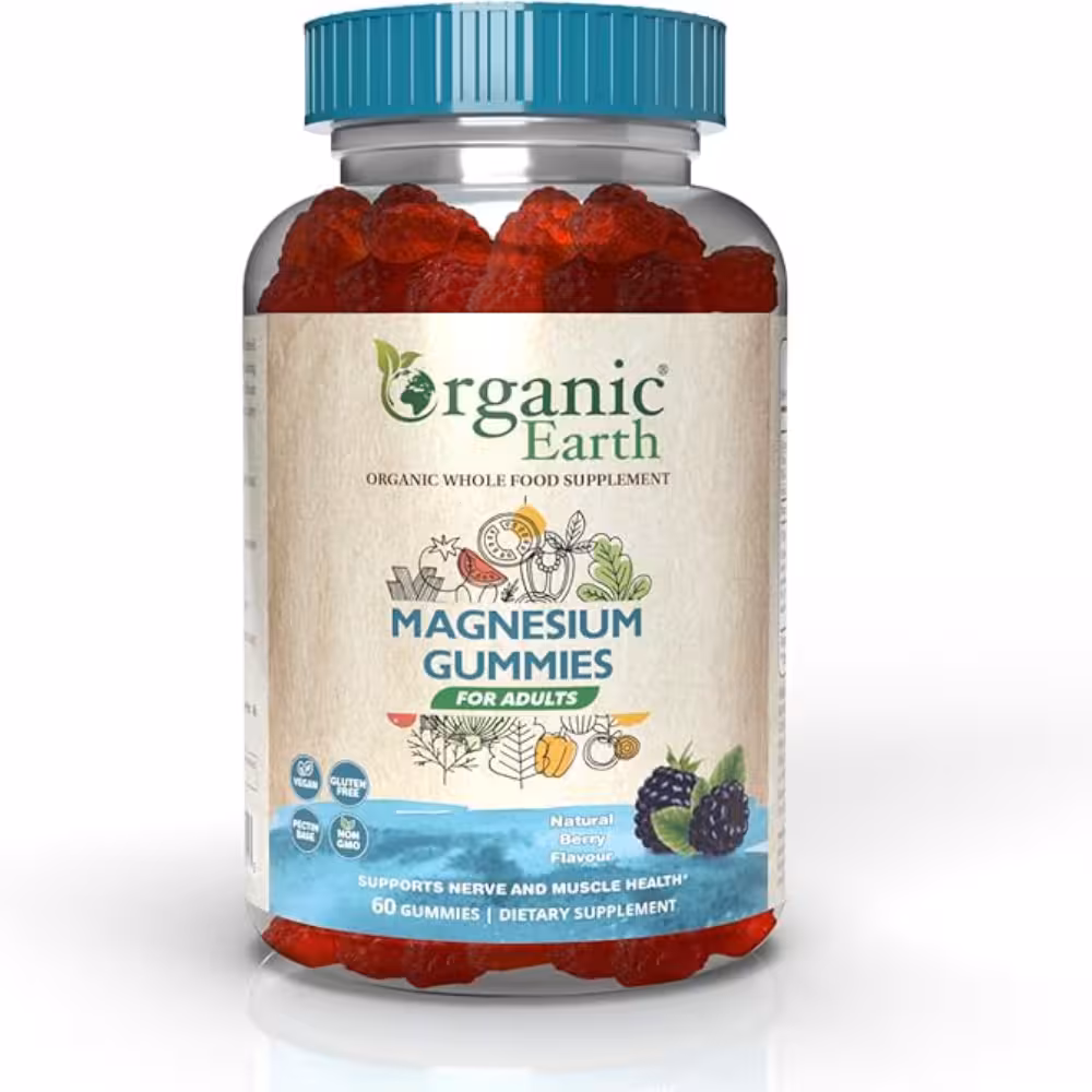 پاستیل منیزیم Organic Earth | آرامش، انرژی و خواب بهتر با طعمی خوشمزه