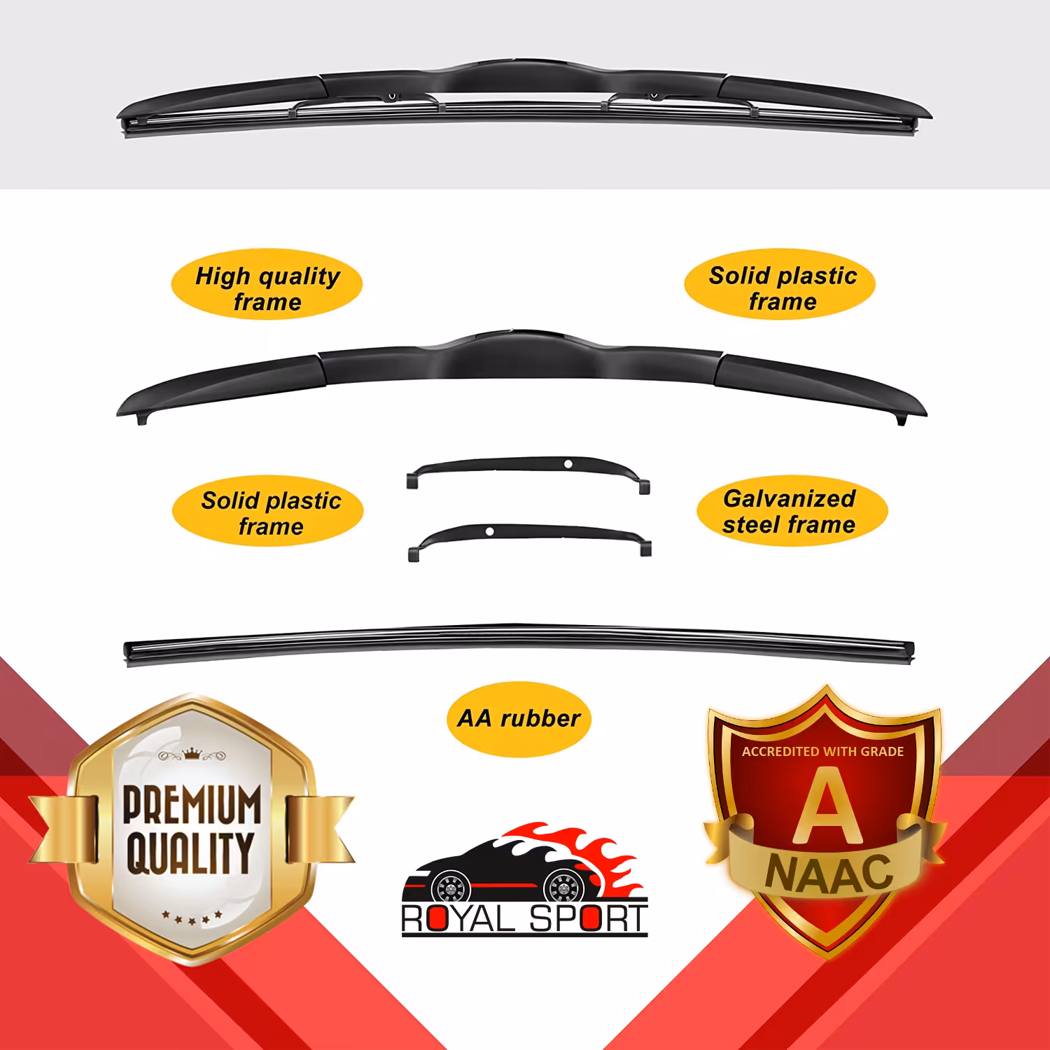 تیغه برف پاک‌ کن رویال اسپرت مدل HYBRID PLUS مناسب برای کیا اپتیما TF بسته 2 عددی