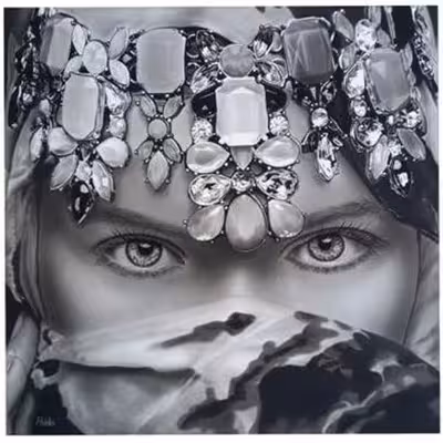 تابلو نقاشی سیاه قلم طرح چهره مدل چشمان زیبا کد 13