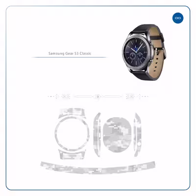 برچسب ماهوت طرح Army-Snow-Pixel مناسب برای ساعت هوشمند سامسونگ Galaxy Gear S3 Classic