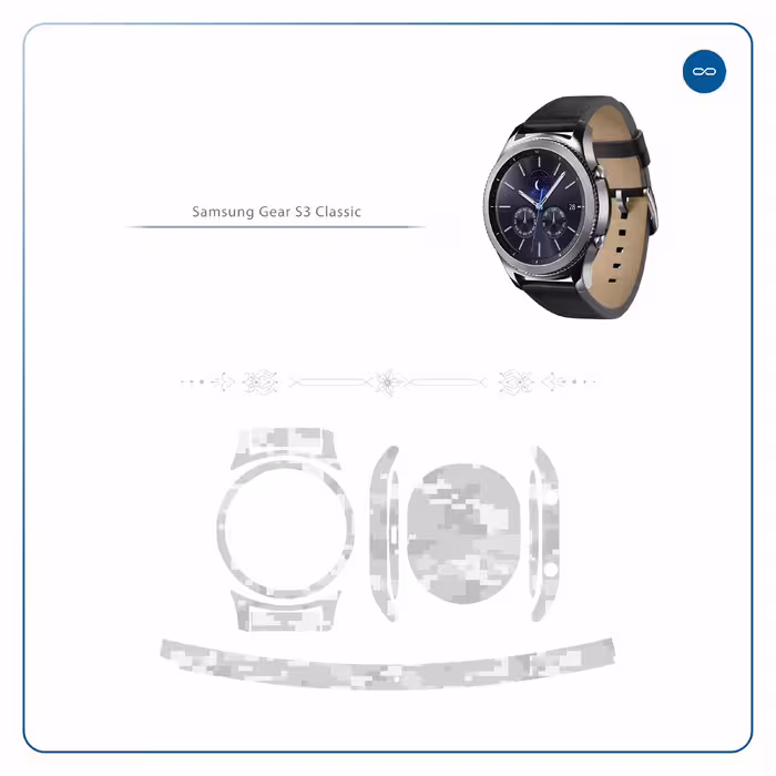 برچسب ماهوت طرح Army-Snow-Pixel مناسب برای ساعت هوشمند سامسونگ Galaxy Gear S3 Classic