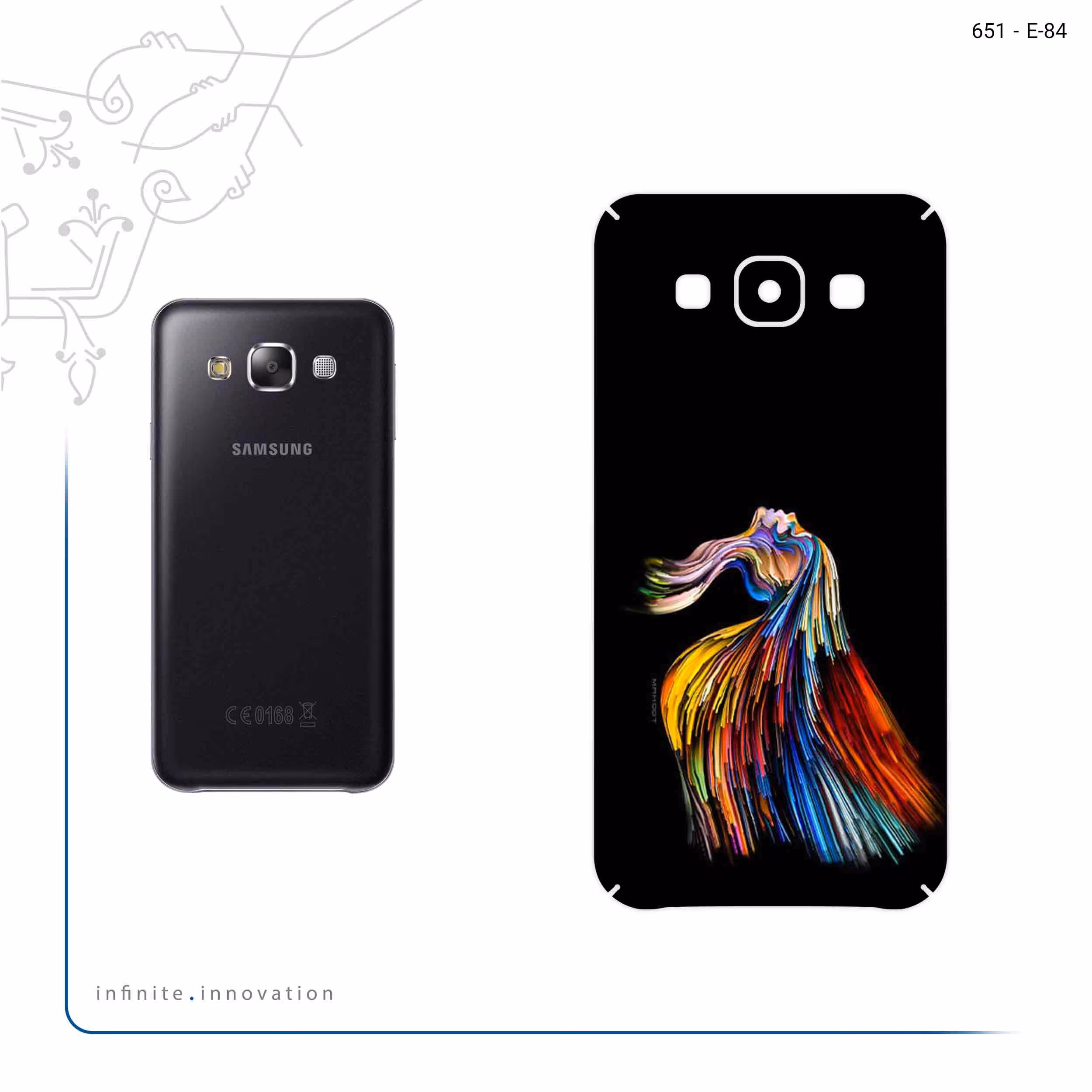 برچسب پوششی ماهوت مدل Rainbow Hair Digital Art مناسب برای گوشی موبایل سامسونگ Galaxy E5