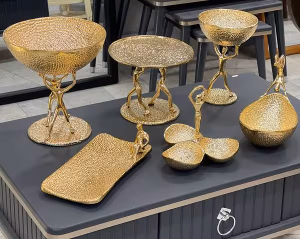 سرویس پذیرایی المینیومی 6 تیکه بالرین رنگ طلایی