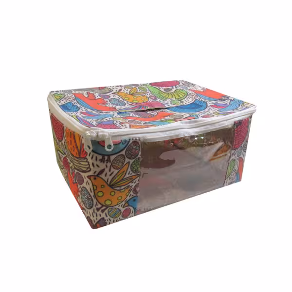 بنیس باکس لوازم زیپ دار 25×20 طرح پرنده و تخم مرغ کوچک