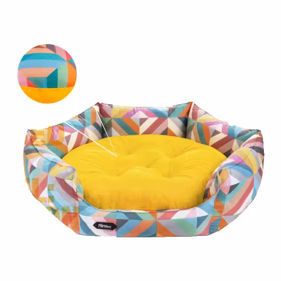 جای خواب 6 ضلعی نیناپت سایز 1 vip طرح لوزی رنگی زرد