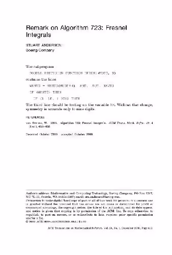 خرید و دانلود نسخه کامل کتاب Remark on algorithm 723 (Fresnel integral)