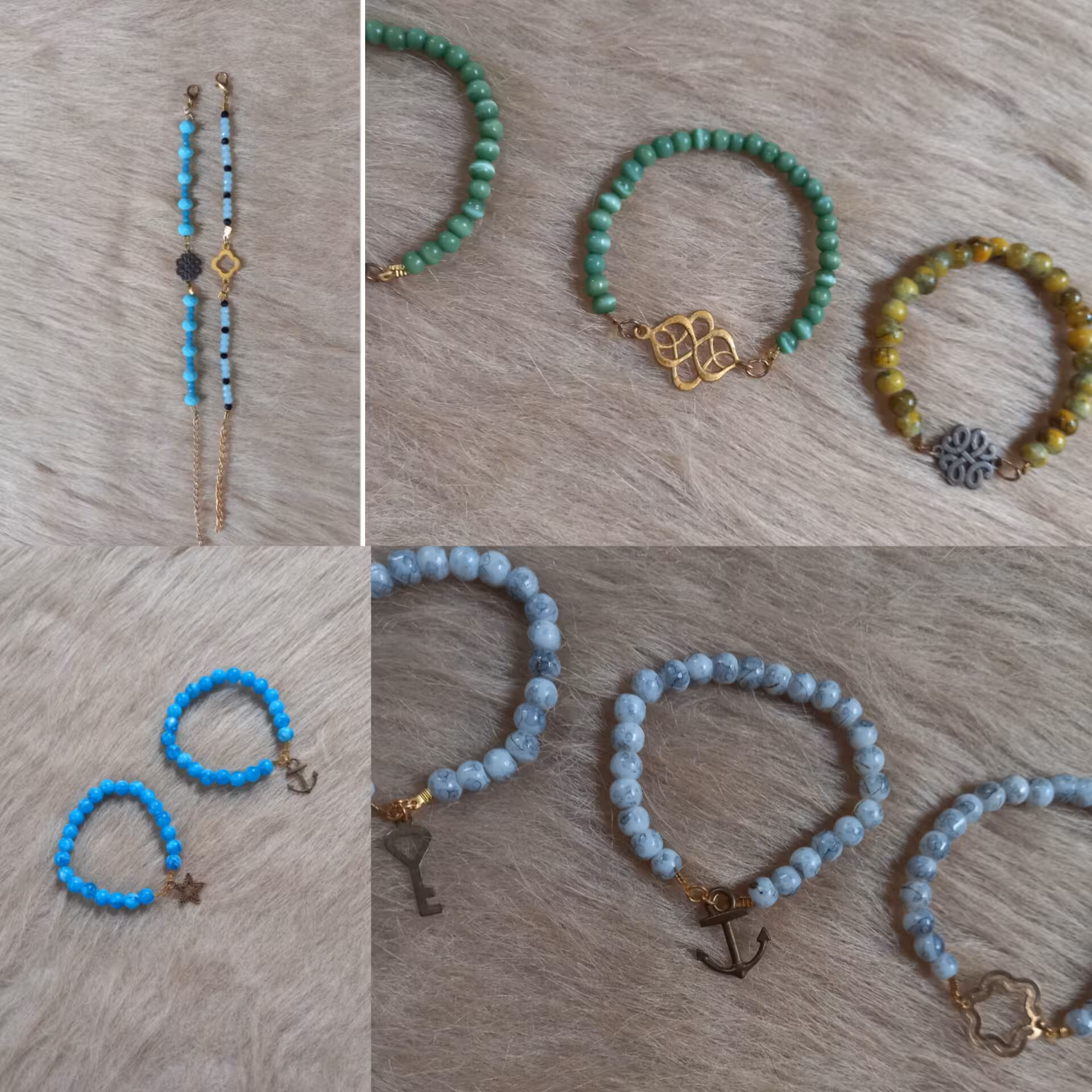 دستبند مهره بافی -طرح سنگ