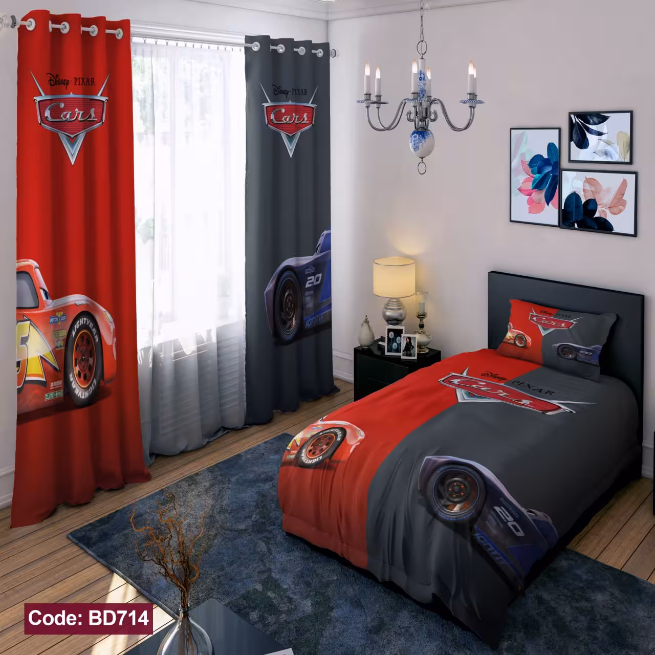 پرده پانچی مخمل چاپی پسرانه کد 714