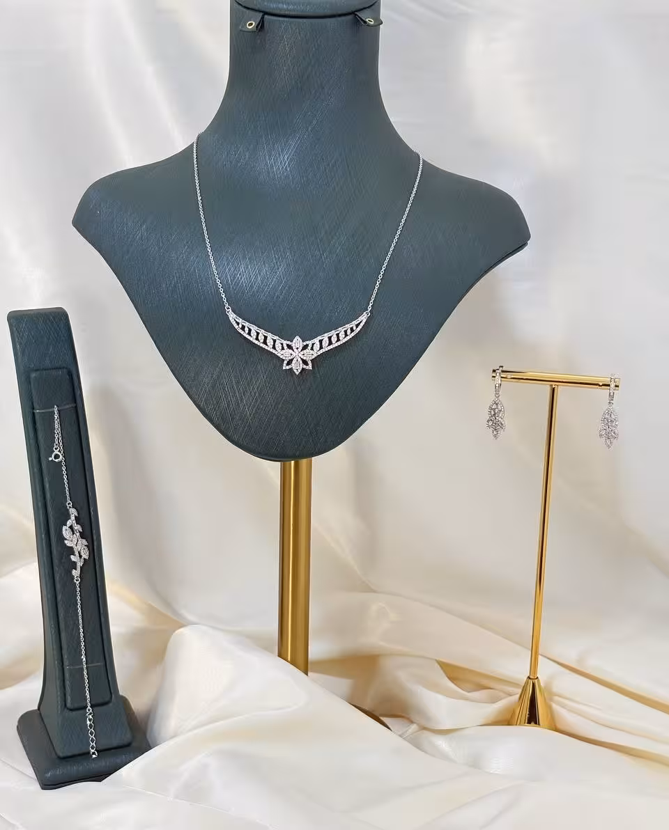 سرویس نقره جواهری زنانه کد 60732