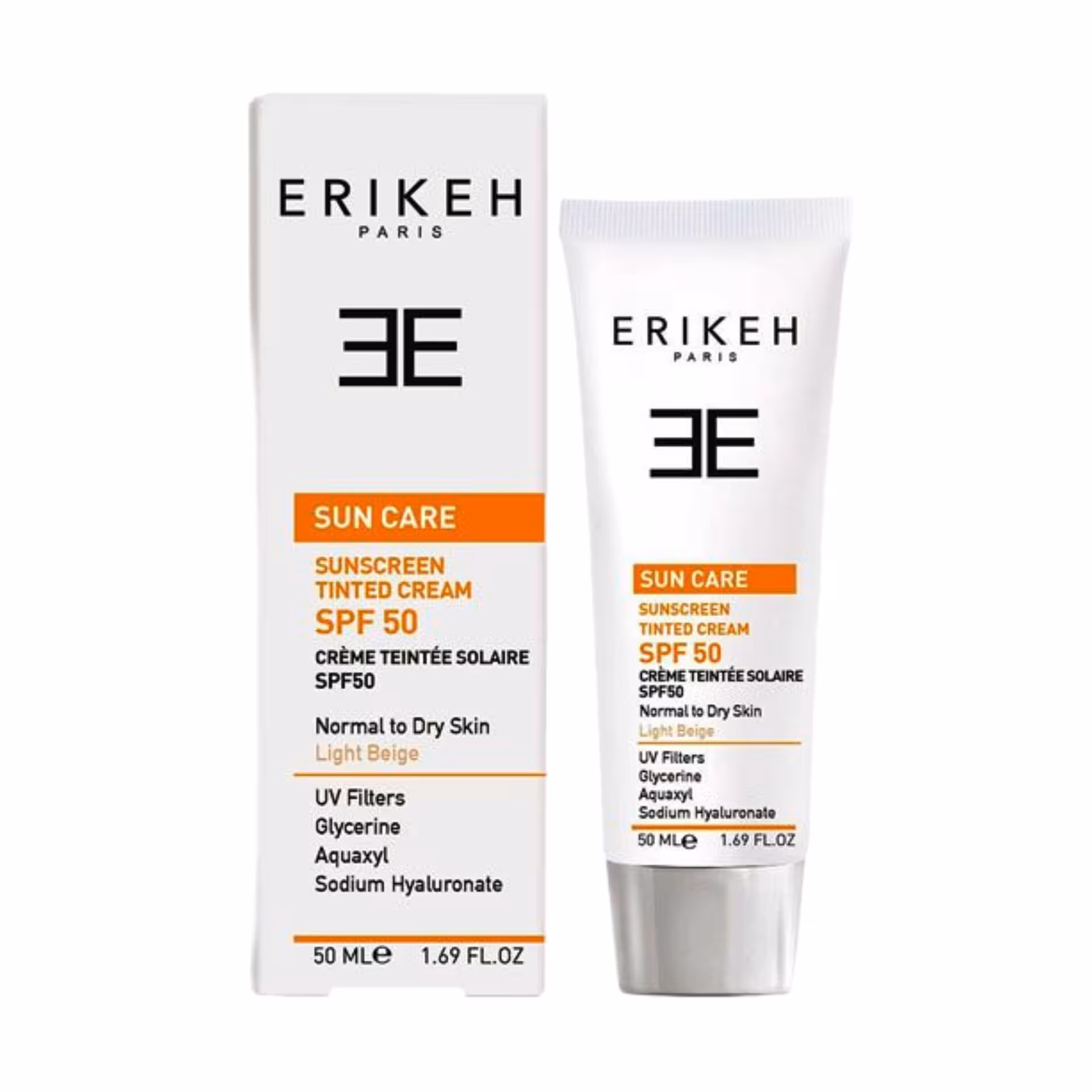 کرم ضدآفتاب مخصوص پوست خشک و نرمال اریکه رنگی( بژ طبیعی) spf 50حجم 50 میل