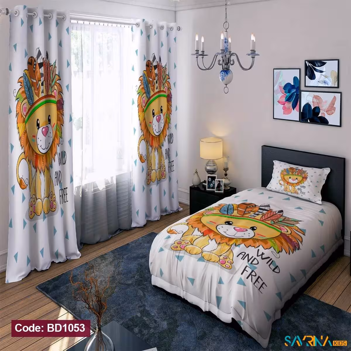 ست اتاق خواب پسرانه طرح شیر کیوت کد BD1053