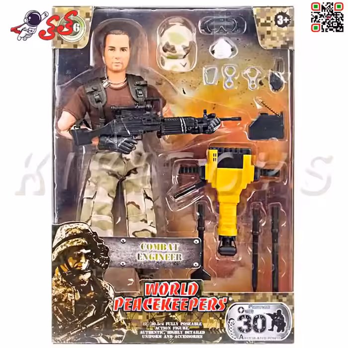 اکشن فیگور سرباز با پکور و تجهیزات نظامی 90203 برند ام اند سی WORLD PEACEKEEPERS WITH ACCESSORIES