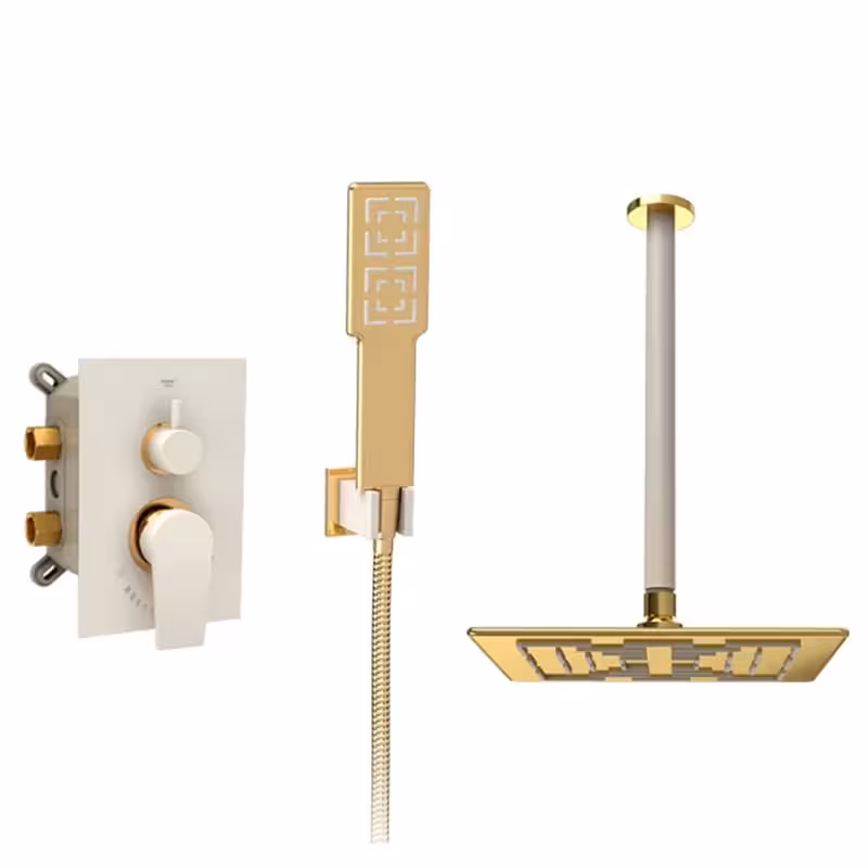 شیر حمام توکار شودر مدل رومر پلاس تیپ 3 ABS شیری طلا