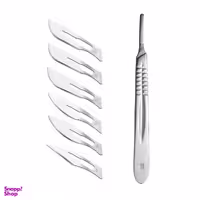 دسته تیغ جراحی ریبل شماره 4 مدل MJNQ69+تیغ استریل کد SKJQ002369 بسته 6تایی
