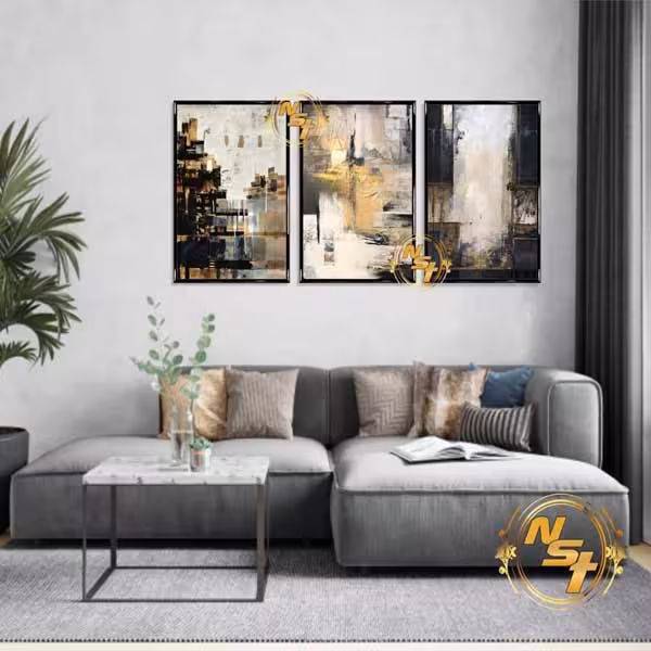 تابلو دکوراتیو 3 تکه انتزاعی مدرن کد GH022