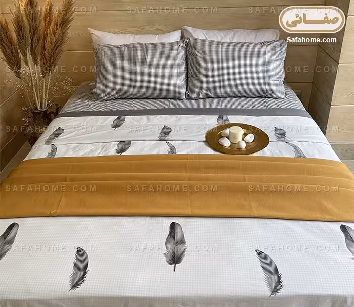 روانداز کتان طرح پر