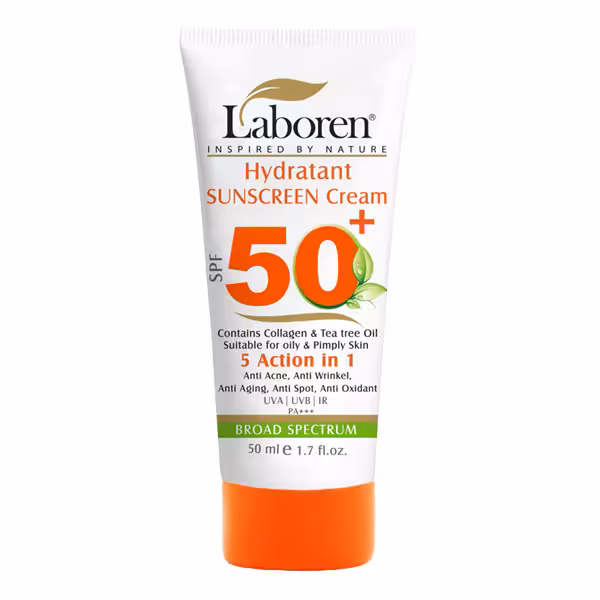 کرم ضد آفتاب بی رنگ لابورن مناسب پوست چرب و جوش دار SPF50 حجم 50 میل