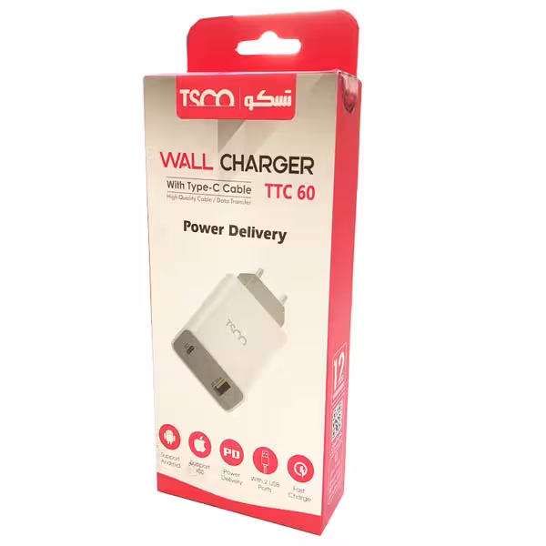شارژر دیواری فست شارژ TYPE-C PD تسکو مدل TTC 60