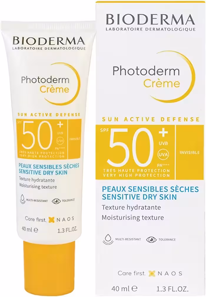 کرم ضد آفتاب بایودرما  SPF50 مدل Photoderm Creme پوست حساس و خشک 40 میل