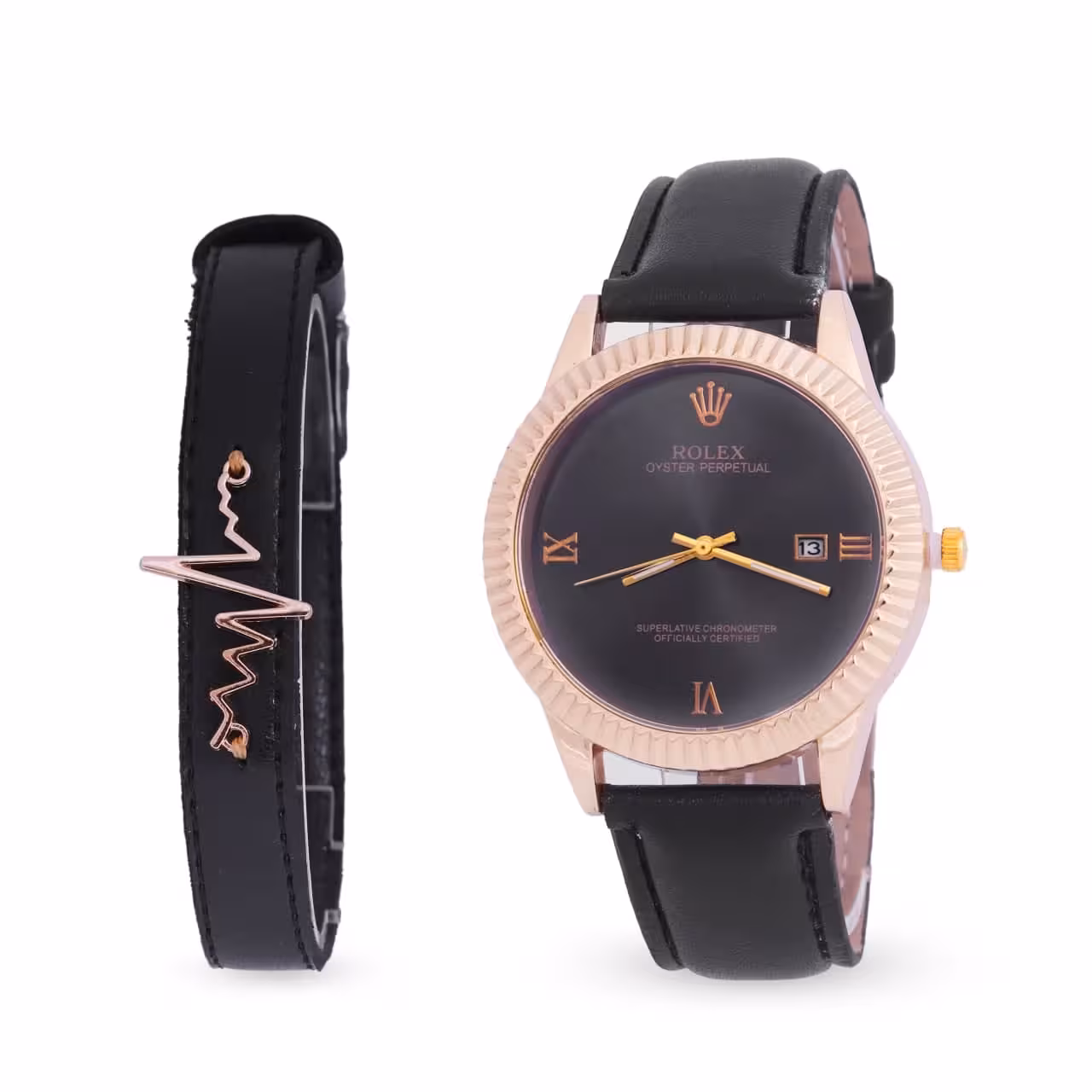 ست ساعت مچی و دستبند مردانه رولکس Rolex مدل 518