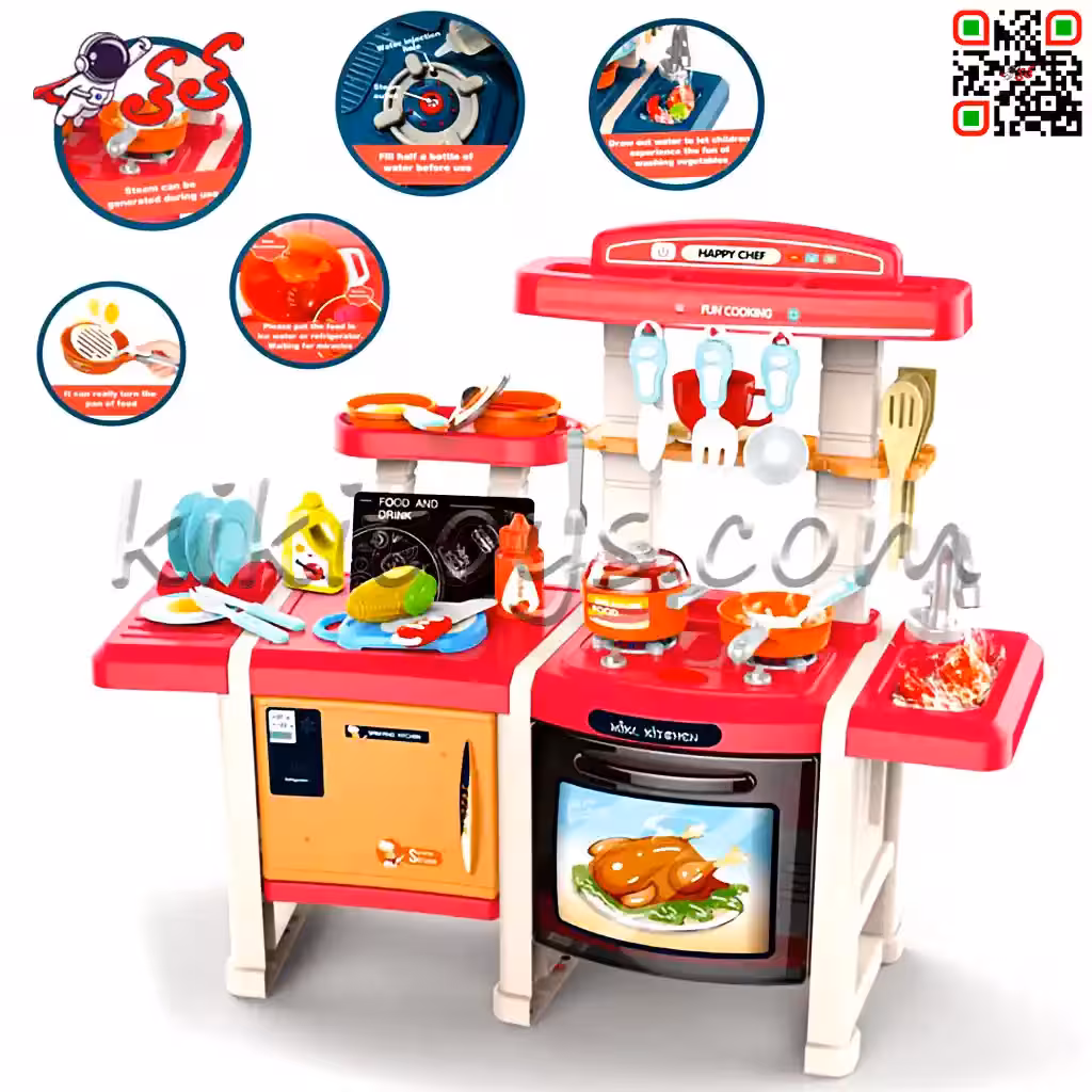 آشپزخانه و اجاق گاز اسباب بازی با شیر آب و بخار مدل Kitchen 713