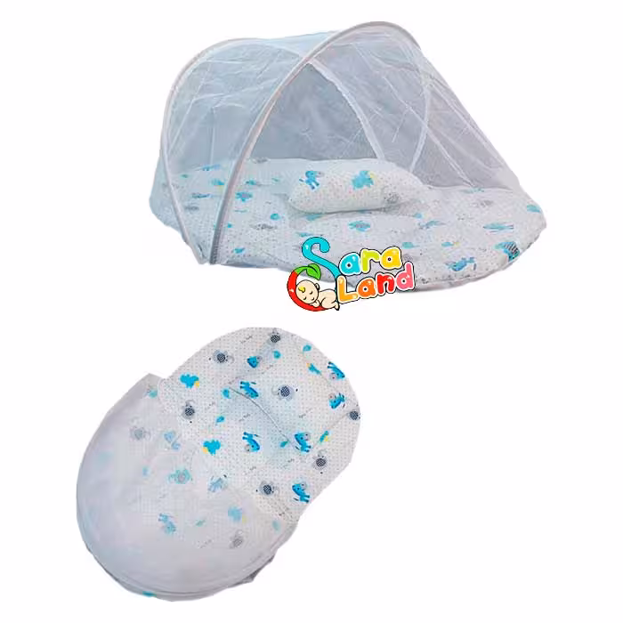 پشه بند تشک دار نوزاد طرح فیل و اسب آبی