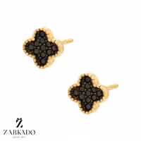 گوشواره میخی طلا ونکلیف با نگین مشکی کد E24933