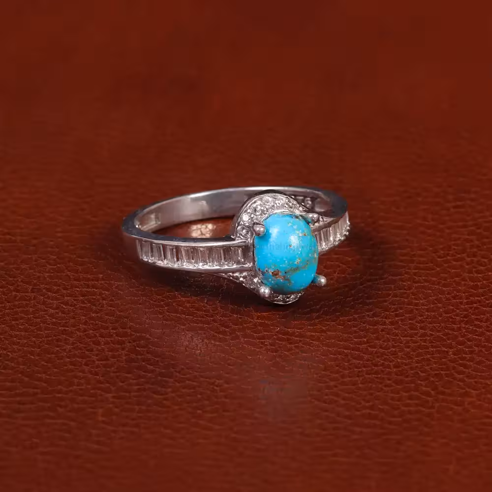 انگشتر فیروزه شجری زنانه کد 30324 - جواهری مشاهیر