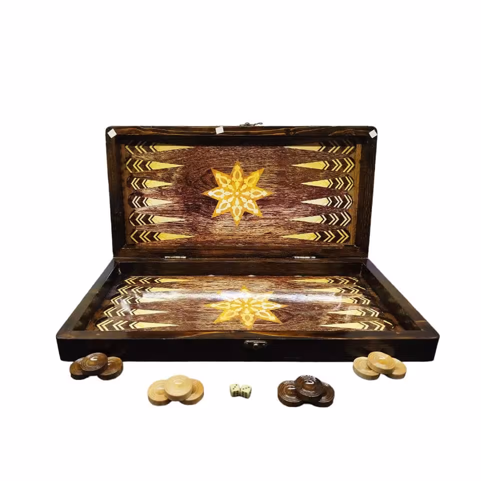 تخته نرد چوب روس طرح هشت پر کد T132