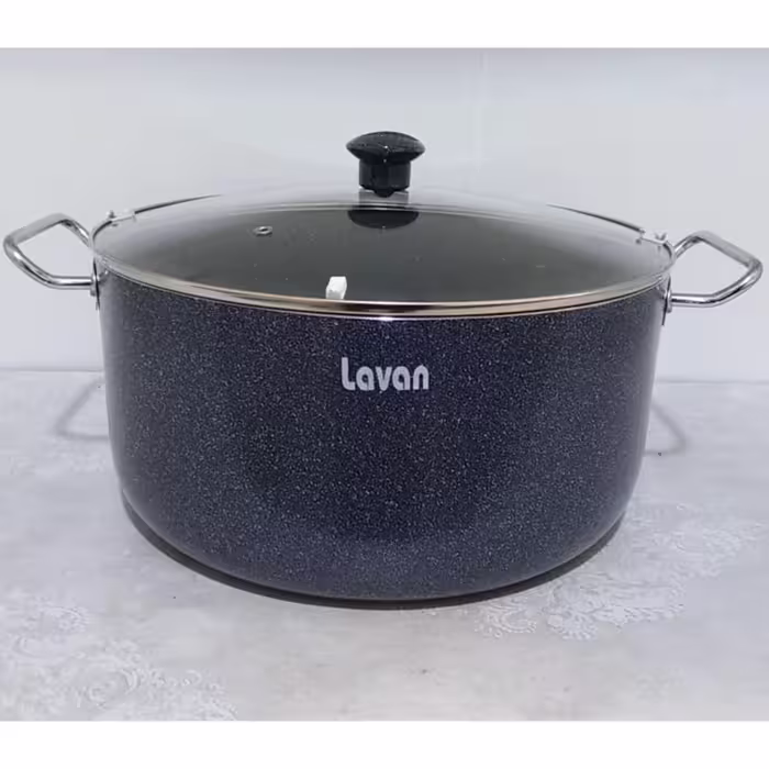 قابلمه گرانیتی سایز 34 با درب شیشه‌ای، مدل تیتان، برند لاوان LAVAN