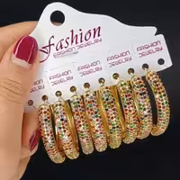 گوشواره بیضی نگین چند رنگ مارک fashion