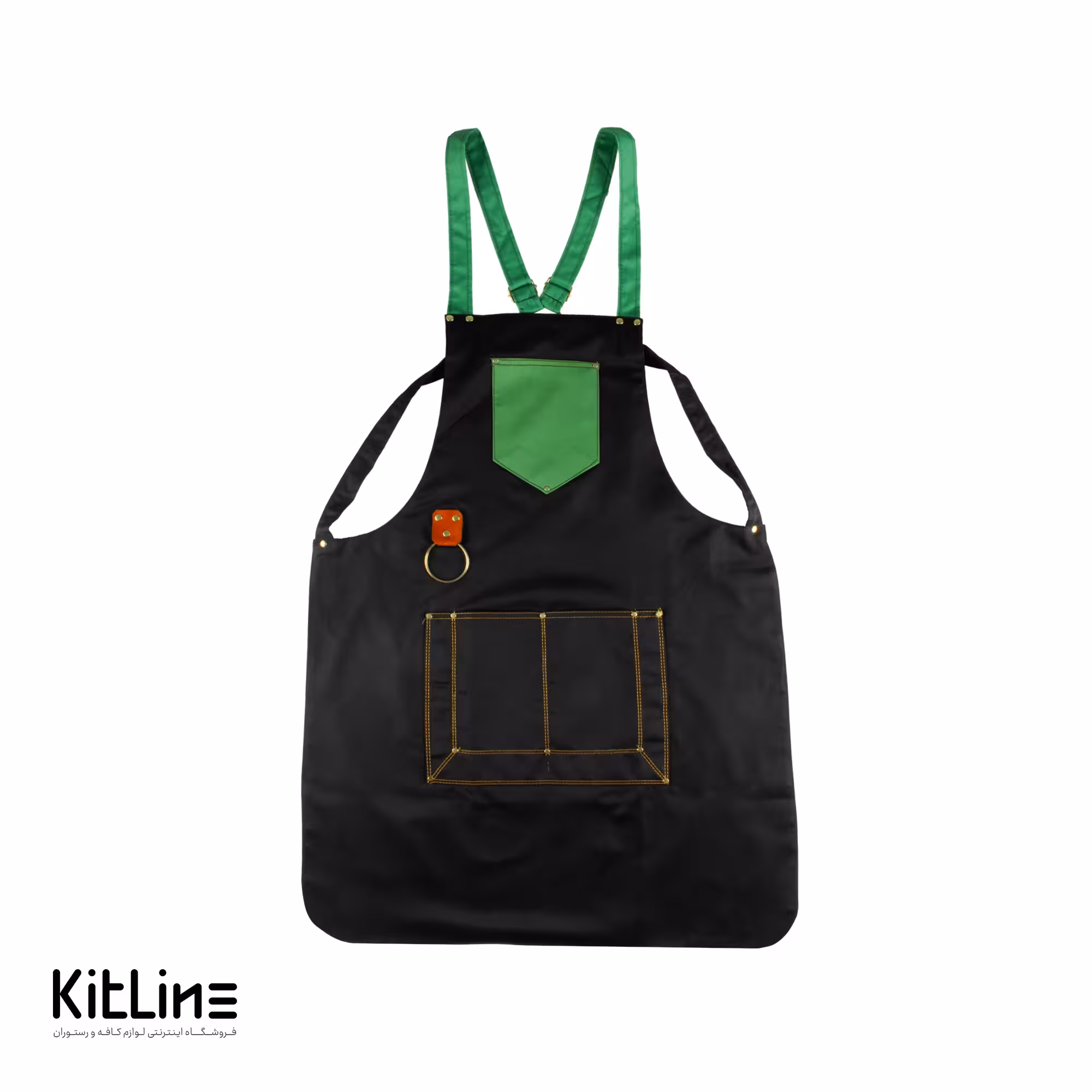 پیشبند ترگال مشکی خرج کار سبز مدل آرسین تک فرم