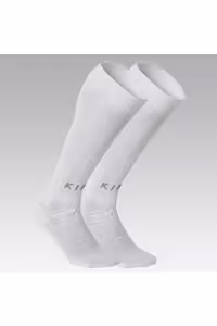 جوراب های فوتبال KIPSTA ساق پا مسابقه کودک سفید ضروری Decathlon