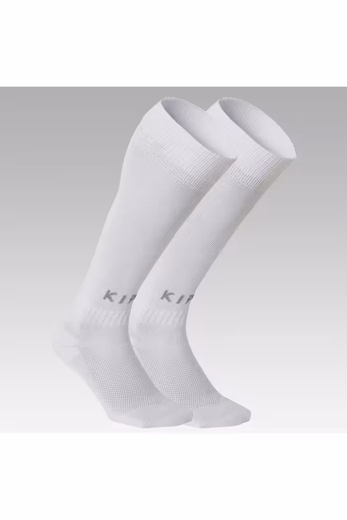 جوراب های فوتبال KIPSTA ساق پا مسابقه کودک سفید ضروری Decathlon