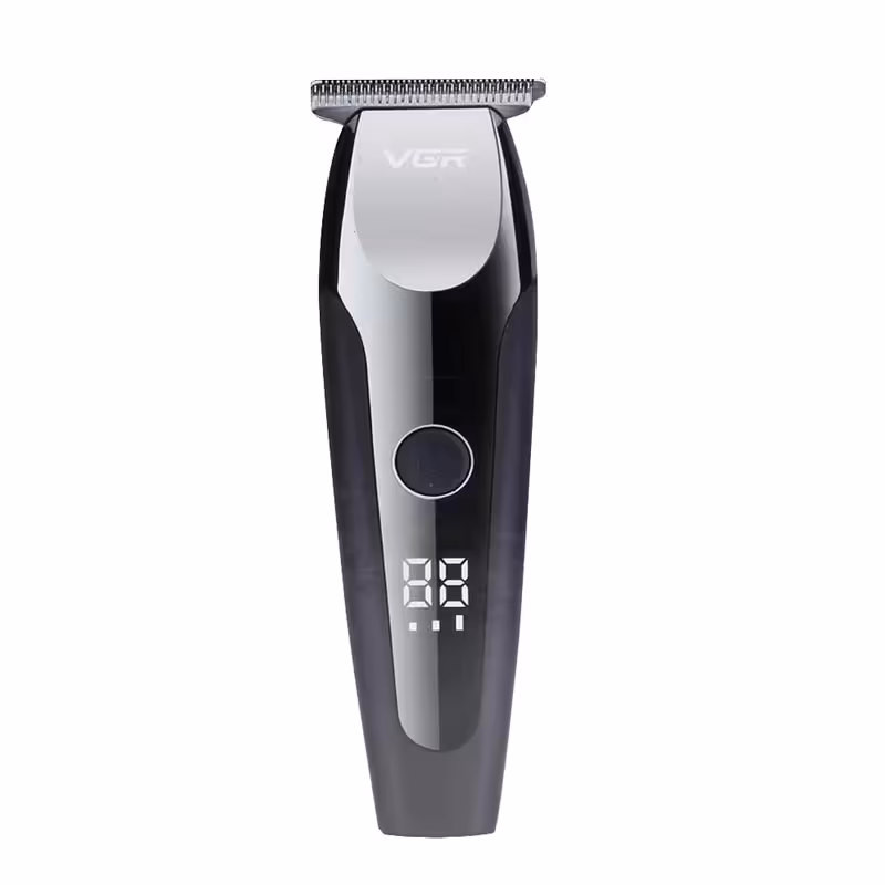 ماشین اصلاح موی صورت وی جی ار مدل 059، اصلاح به صورت تریمر، منبع انرژی با کابل USB، تکنولوژی اصلاح به صورت برش مستقیم، مدت زمان شارژ 180 دقیقه و مدت زمان استفاده پس از شارژ 150 دقیقه، به همراه روغن و 6 عدد شانه، با قابلیت تنظیم سرعت، شارژ سریع، چراغ LED