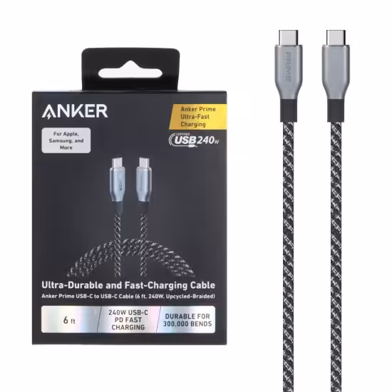 کابل تبدیل USB-C به USB-C انکر مدل A88E2 طول 1.8 متر با توان 240 وات