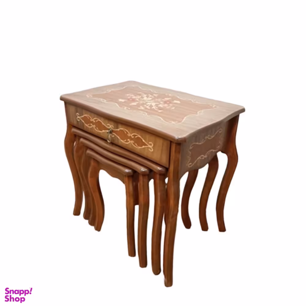 میز پذیرایی مدل F400 کشودار معرق مجموعه 4 عددی