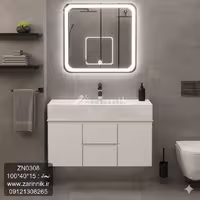آینه و روشویی سرامیکی مدرن سفید زرین نیک کد ZN0308