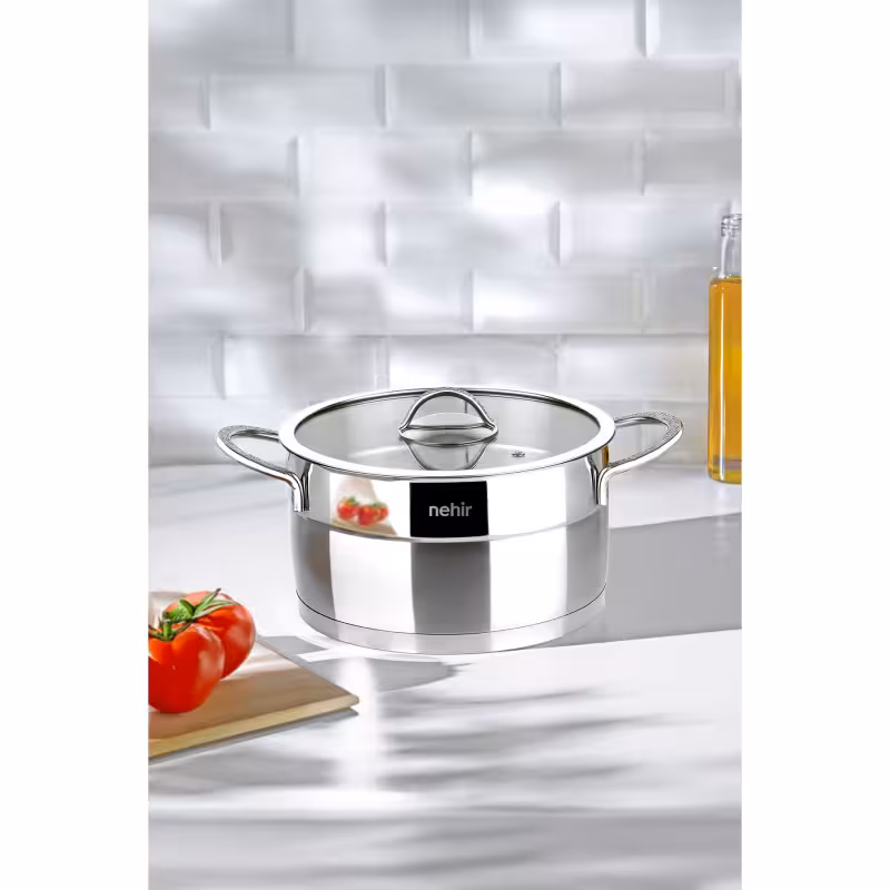 قابلمه استیل 20 سانتی‌متر Nehir Silver Mat Trend – ترکیب دوام و طراحی مینیمال حرفه‌ای