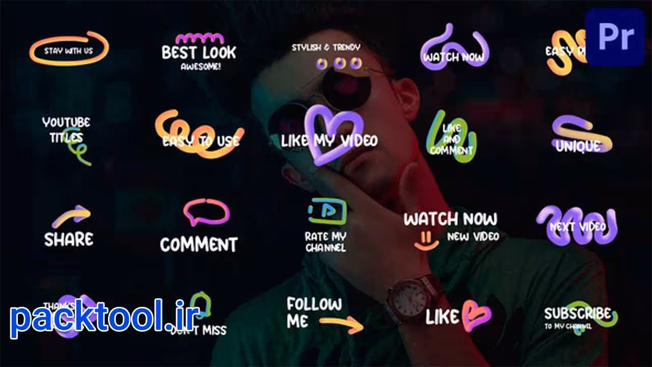 دانلود پروژه آماده پریمیر پرو عناوین متحرک یوتیوب Youtube Titles - پک تول