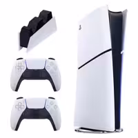 کنسول بازی سونی مدل PlayStation 5 Slim Digital Edition ظرفیت 1 ترابایت ریجن 2016B اروپا به همراه دسته اضافی و پایه شارژر