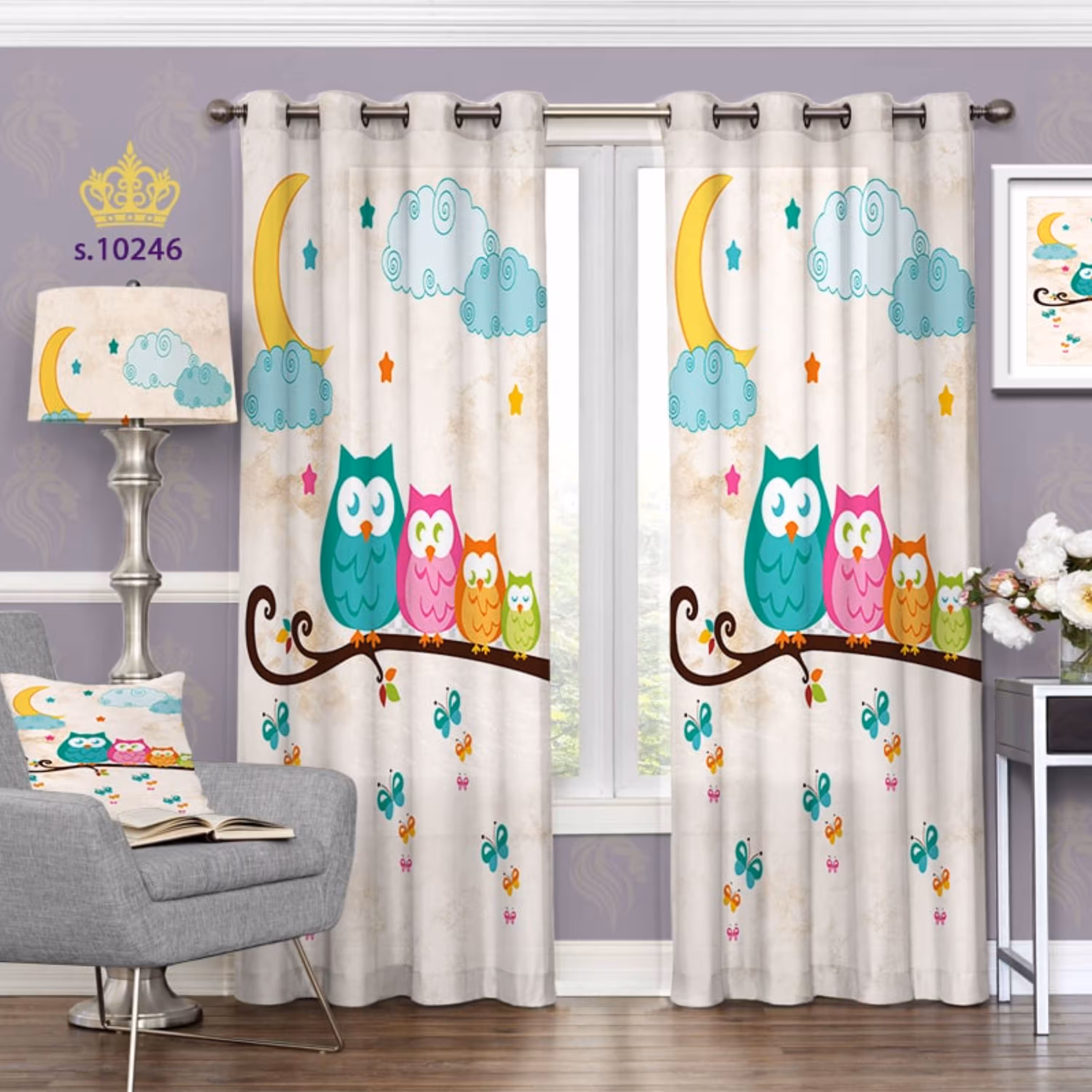 پرده اتاق کودک-طرح جغد-کد10246