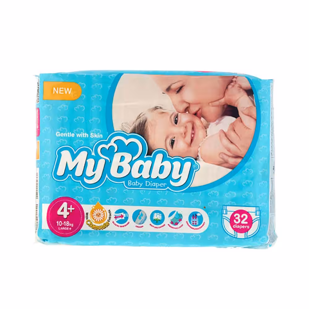 پوشک مای بیبی Mybaby سایز 4 بسته 32 عددی