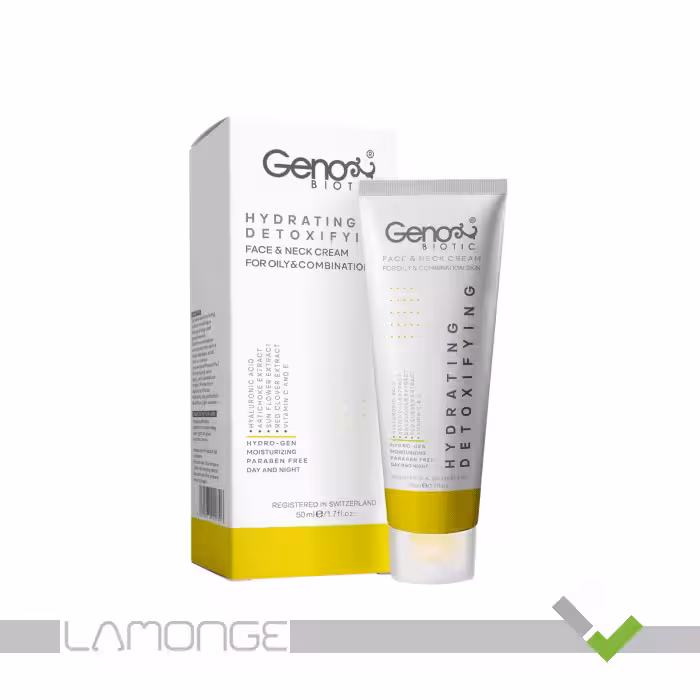 کرم رطوبت رسان صورت و گردن ژنوبایوتیک مناسب پوست چرب و مختلط حجم 50 میلی لیتر