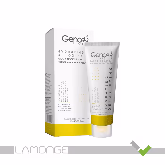 کرم رطوبت رسان صورت و گردن ژنوبایوتیک مناسب پوست چرب و مختلط حجم 50 میلی لیتر