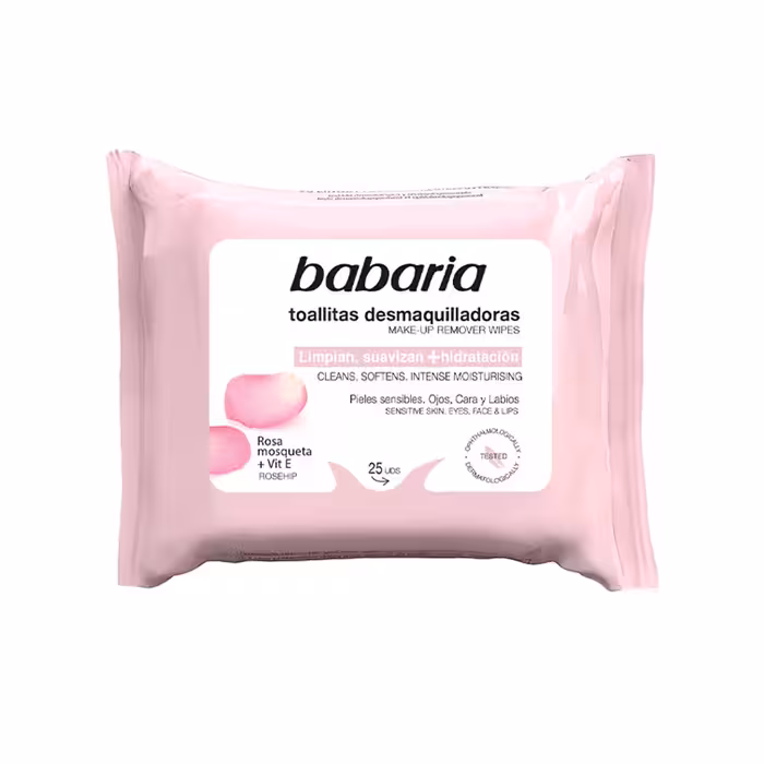 دستمال مرطوب پاک کننده آرایش باباریا حاوی عصاره گل رز