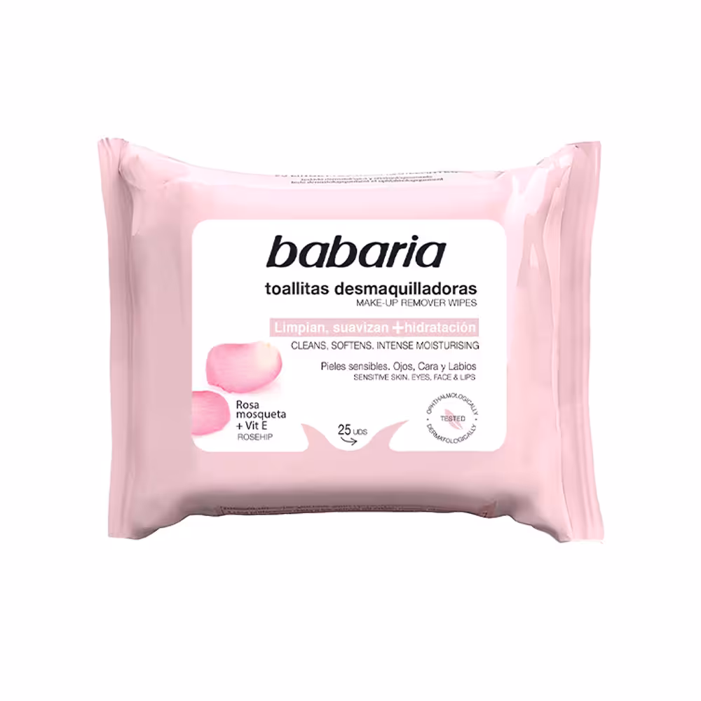 دستمال مرطوب پاک کننده آرایش باباریا حاوی عصاره گل رز