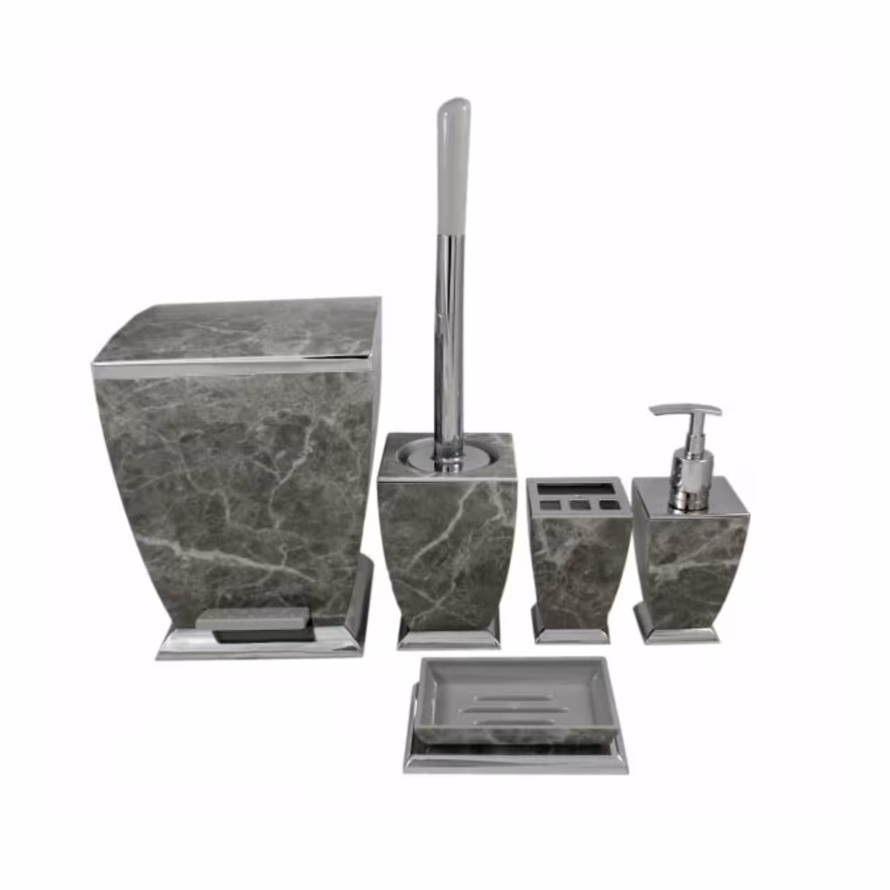 سرویس  5 پارچه هارمونی مدل آوا طرح سنگ طوسی کروم