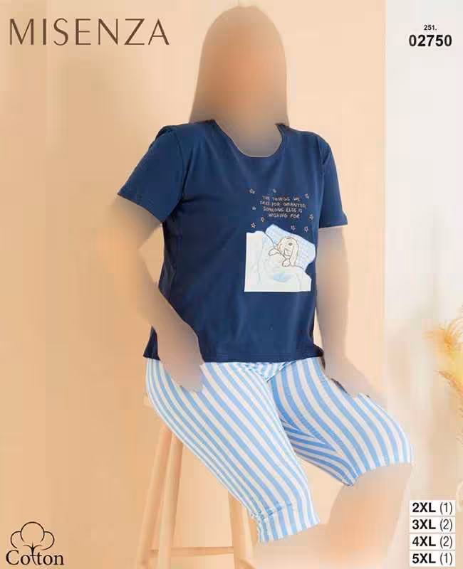تیشرت وشلوارک سایز بزرگ زنانه میسنزا کد 02750