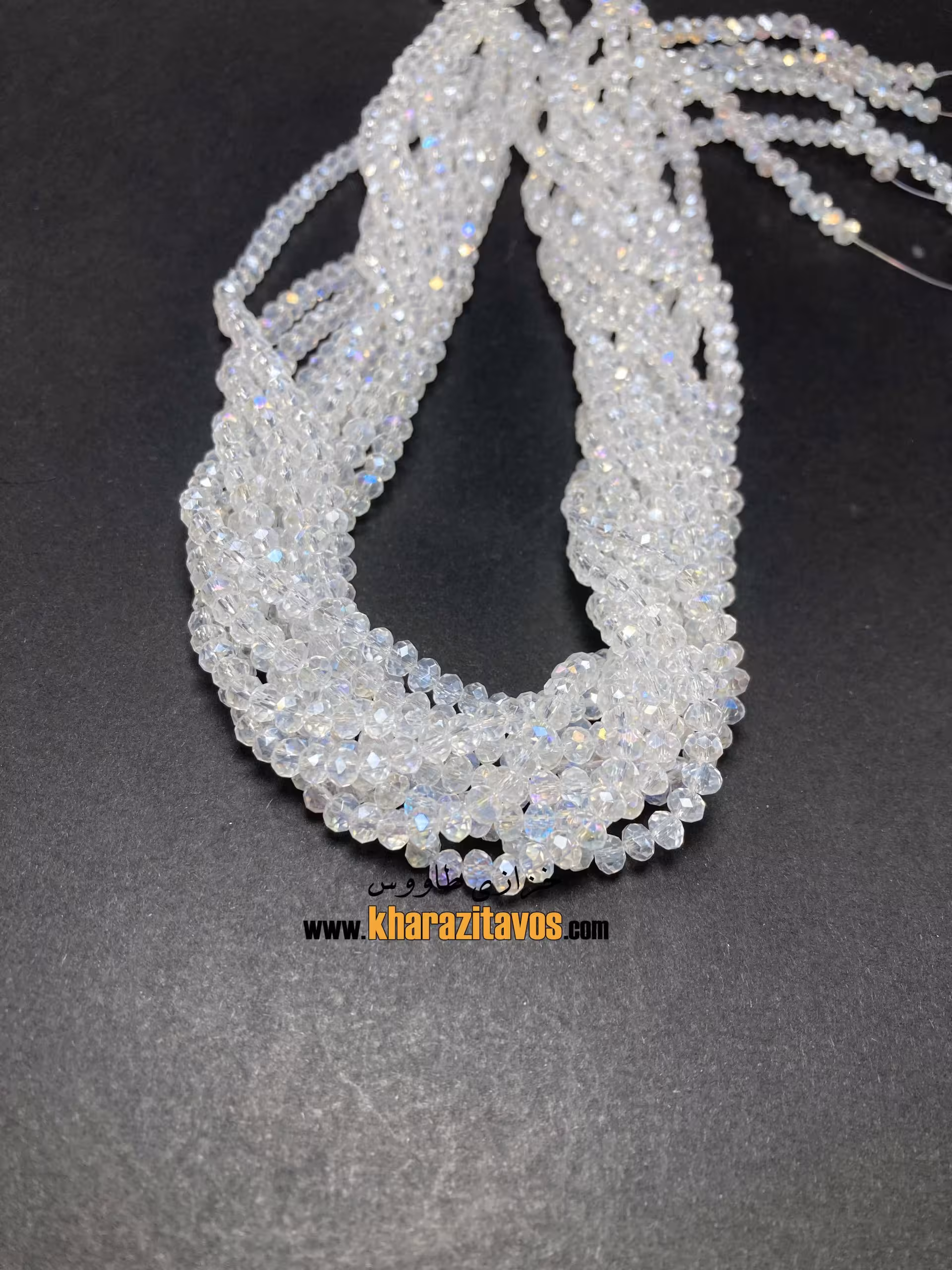 کریستال سنگی سایز 4  ( سفید شیشه ایAB )